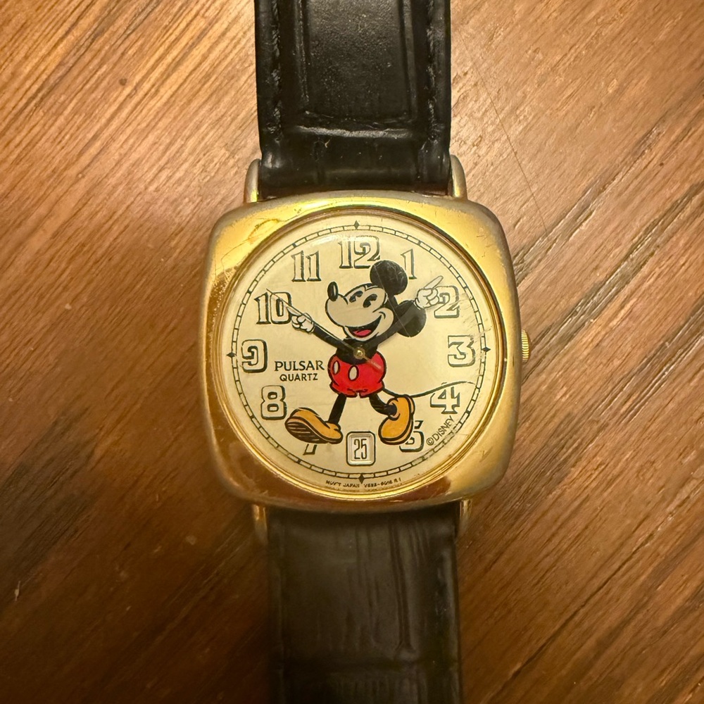 Vintage Pulsar Gold and Black Mickey Mouse Watch 278405
